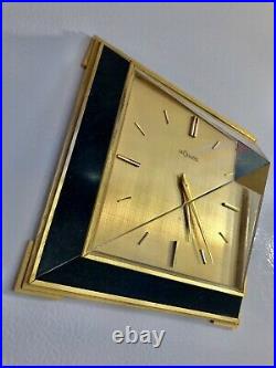 Very Rare Lecoultre Pyramid Table Clock Heavy 14kt Over Brass Lapis Azure Wow
