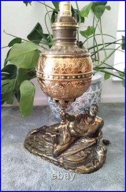 Very Rare Lg Antique Roman Soldier Soldat Spartiate Oil Lamp For Repair WOW