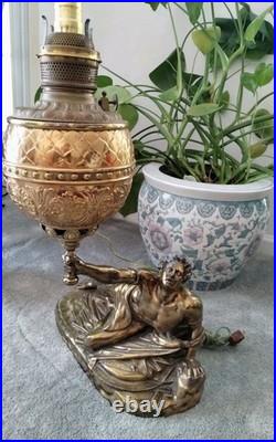 Very Rare Lg Antique Roman Soldier Soldat Spartiate Oil Lamp For Repair WOW