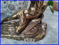 Very Rare Lg Antique Roman Soldier Soldat Spartiate Oil Lamp For Repair WOW