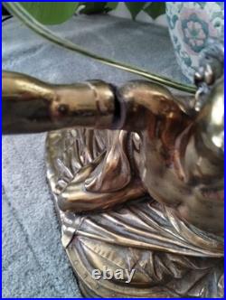 Very Rare Lg Antique Roman Soldier Soldat Spartiate Oil Lamp For Repair WOW