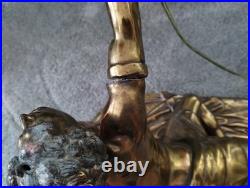 Very Rare Lg Antique Roman Soldier Soldat Spartiate Oil Lamp For Repair WOW