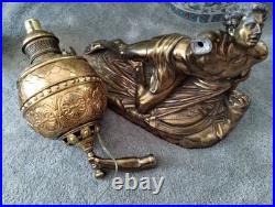Very Rare Lg Antique Roman Soldier Soldat Spartiate Oil Lamp For Repair WOW