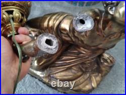 Very Rare Lg Antique Roman Soldier Soldat Spartiate Oil Lamp For Repair WOW