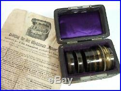 Very Rare METEOR Brass Casket Lens Set, Emil Busch Vademecum c1899 Rodenstock