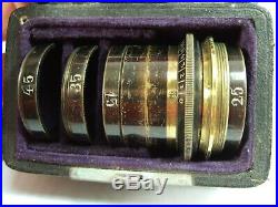 Very Rare METEOR Brass Casket Lens Set, Emil Busch Vademecum c1899 Rodenstock