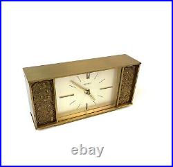 Very Rare MID Century Brutalist Brass Desk Clock By Kienzle International