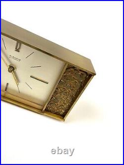 Very Rare MID Century Brutalist Brass Desk Clock By Kienzle International