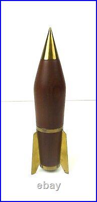 Very Rare MID Century Space Age 60s Danish Teak Brass Rocket Pepper MILL Grinder