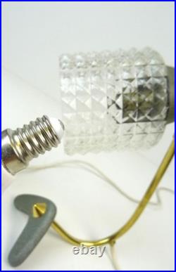 Very Rare MID Century Vintage Pair Brass Glass Bedside Or Desk Lamps 1960