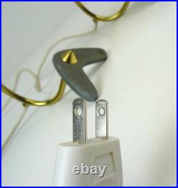 Very Rare MID Century Vintage Pair Brass Glass Bedside Or Desk Lamps 1960
