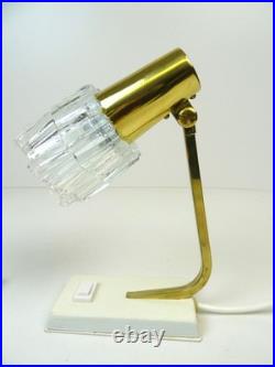 Very Rare MID Centuryvintage Pair Brass & Ice Glass Bedside Desk Lamps Limburg