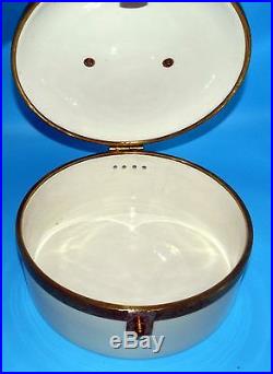 Very Rare Made In Austria Wilhelmsburg Antique Porcelain Dough Box Brass Fixture