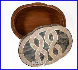 Very Rare Maitland Smith Style Box Inlaid Stone/Marble Brass Wood 6lbs 13x10x4in