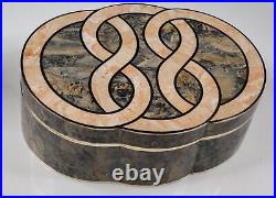 Very Rare Maitland Smith Style Box Inlaid Stone/Marble Brass Wood 6lbs 13x10x4in