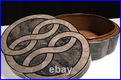 Very Rare Maitland Smith Style Box Inlaid Stone/Marble Brass Wood 6lbs 13x10x4in