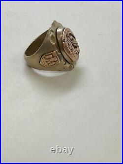 Very Rare Mexican Biker Ring Mixed Metals Brass Horse/ enamel sz 11.5 30g E27