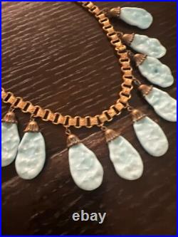 Very Rare Miriam Haskell Turquoise Glass And Brass