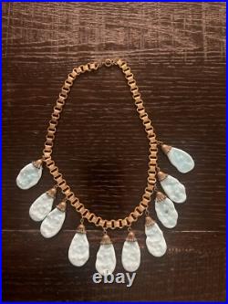 Very Rare Miriam Haskell Turquoise Glass And Brass