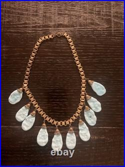 Very Rare Miriam Haskell Turquoise Glass And Brass