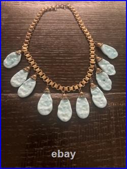 Very Rare Miriam Haskell Turquoise Glass And Brass