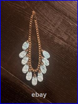 Very Rare Miriam Haskell Turquoise Glass And Brass