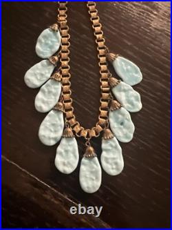 Very Rare Miriam Haskell Turquoise Glass And Brass