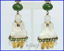 Very Rare Museum Piece Iradj Moini Jade/Mother of Pearl Buddha Earrings