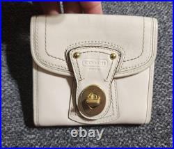 Very Rare NWOT Vintage Coach Legacy French Purse Wallet Gardenia Off White Brass