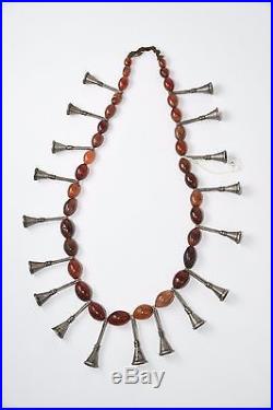 Very Rare Naga Necklace Authentic 19th century Carnelian Brass Trumpet Konyak