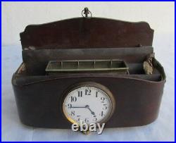 Very Rare Old Car Wooden Implement Ashtray With 8 Days Pocket Watch Working