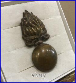 Very Rare Ordnance Flaming Bomb Brass Pin Badge- Civil War 1860-1865