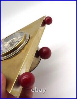 Very Rare Original Art Deco Bauhaus Triangle Brass Bakelite Balls Desk Clock
