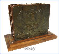 Very Rare Original French Antique Art Nouveau Bat Desk Letter Holder