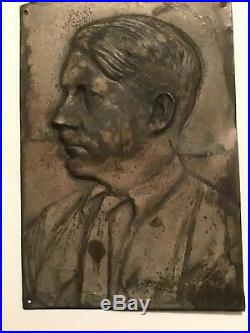Very Rare Original Wwii German Aldolf Hitler Brass Plaque/museum Quality/patina