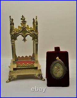 + Very Rare! Ornate Brass Reliquary Shrine/House withRelics of 5 Martyrs + (CU931)