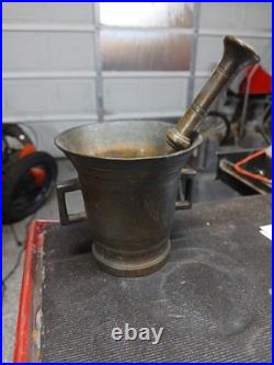 Very Rare Over 125 Year Old solid brass 18th Century Bronze Mortar and Pest