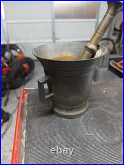 Very Rare Over 125 Year Old solid brass 18th Century Bronze Mortar and Pest