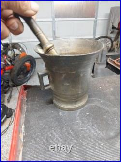 Very Rare Over 125 Year Old solid brass 18th Century Bronze Mortar and Pest