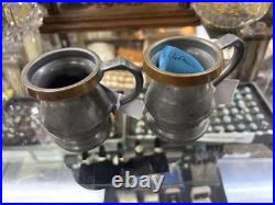 Very Rare Pair Of Antique Pewter /brass Cups By W. R. Loftus London