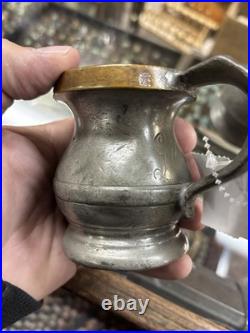 Very Rare Pair Of Antique Pewter /brass Cups By W. R. Loftus London