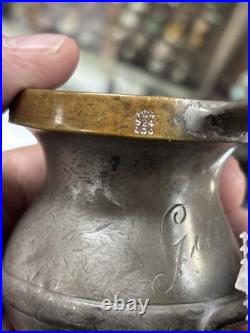 Very Rare Pair Of Antique Pewter /brass Cups By W. R. Loftus London