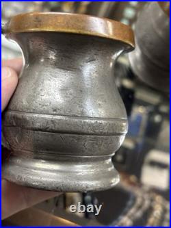 Very Rare Pair Of Antique Pewter /brass Cups By W. R. Loftus London