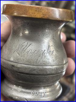 Very Rare Pair Of Antique Pewter /brass Cups By W. R. Loftus London