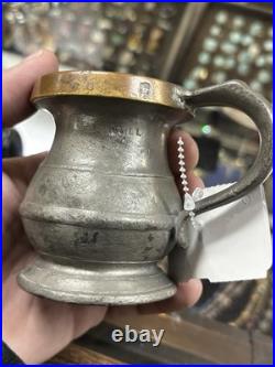 Very Rare Pair Of Antique Pewter /brass Cups By W. R. Loftus London