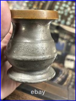 Very Rare Pair Of Antique Pewter /brass Cups By W. R. Loftus London