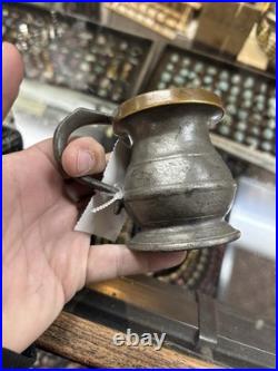 Very Rare Pair Of Antique Pewter /brass Cups By W. R. Loftus London