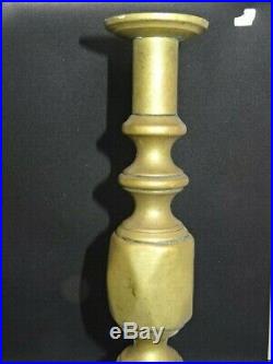 Very Rare Pair Of Victorian Ace Of Diamonds Brass 14 Candle Sticks Candlesticks