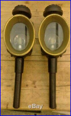 Very Rare Pair of Brass & Tole Coaching Lanterns by Maythorne & Son Biggleswade