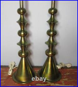 Very Rare Pair of STIFFEL Mid-Century Parzinger Style Brass Lamps, circa 1960s